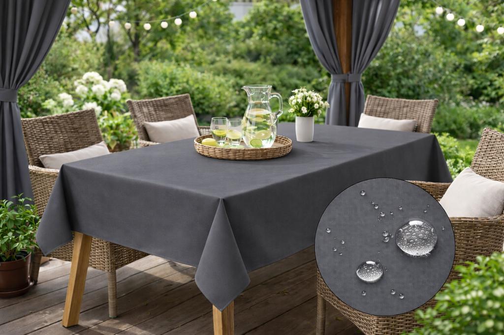 Waterproof Garden Tablecloth 155X200 For Terrace Table Dark Gray Graphite