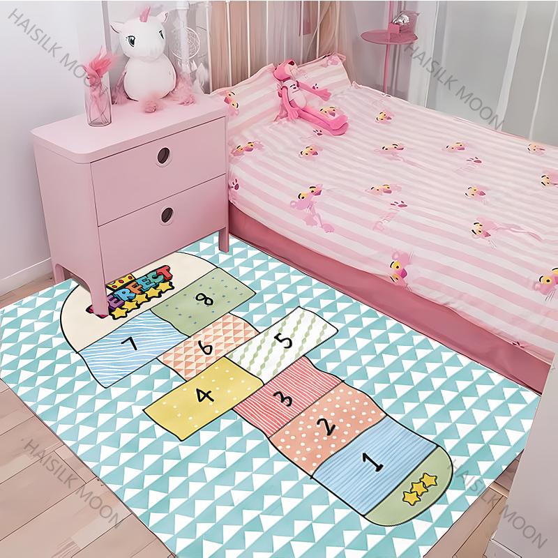 Hopscotch Carpet New Release!Anti-slip Sound Insulation,Rug for Living Room Bedroom Kids Room Durable Machine Washable Mat
