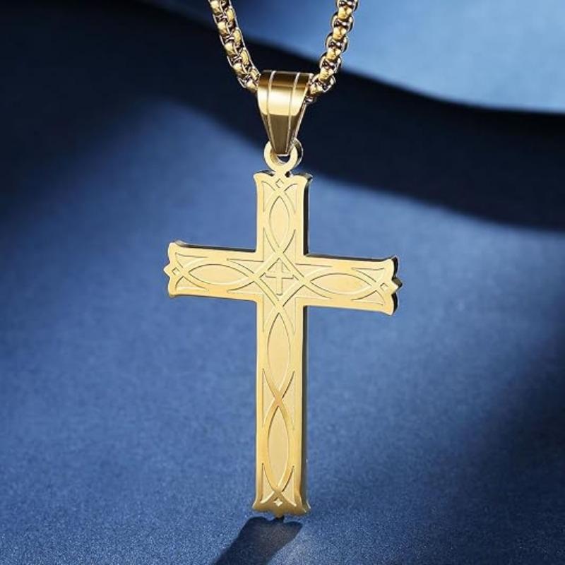 European and American Men s Irish Celtic Knot Cross Necklace Versatile Pendant 60CM