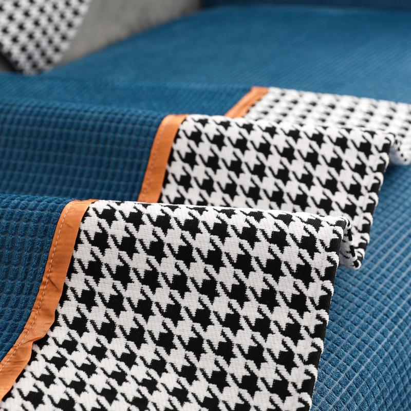 Autumn and Winter New Corn Plush Houndstooth Sofa Cushion Modern Simple Color Matching Sofa Cushion Cover Towel