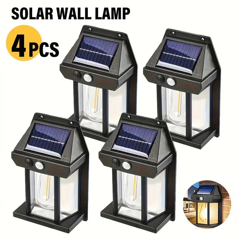 2-8PCS Solar Wall Lights with Motion Sensor Outdoor Solar Garden Light 3Mode Waterproof Solar Tungsten Wall Lamp for Yard Garage