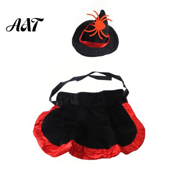 Festive Pet Cloak And Hat Set 1 Halloween Cat Witch Costume, Black Cape Wizard Hat, Moon Adjustable Star Pointed for Cats Small Medium