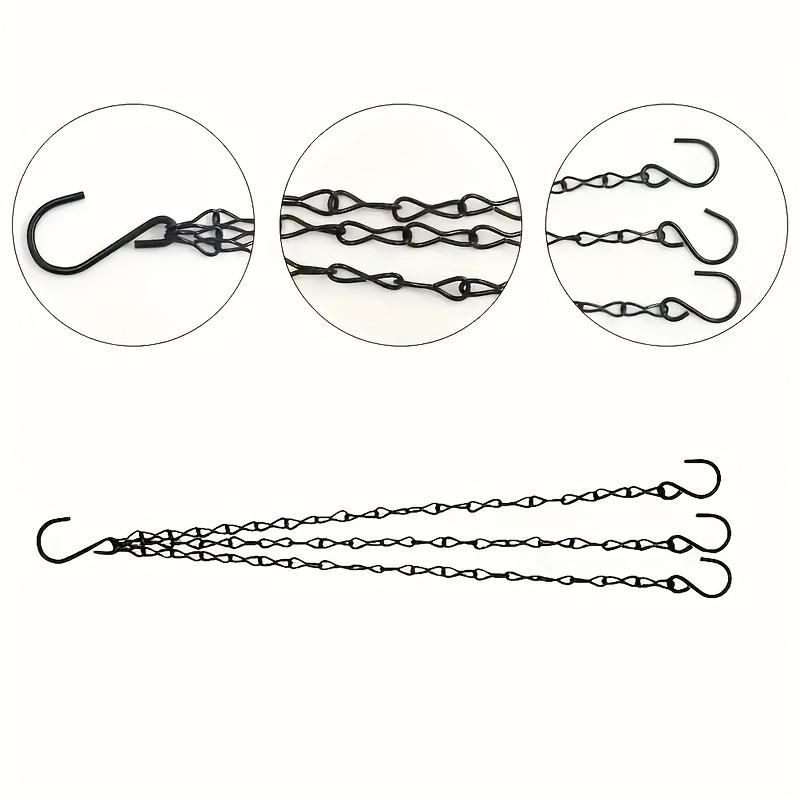 6-Pack Black Iron Hanging Basket Chains with Hooks Multifunctional Metal Chain Hooks for Garden Pots and Baskets DIY Bird Feeder