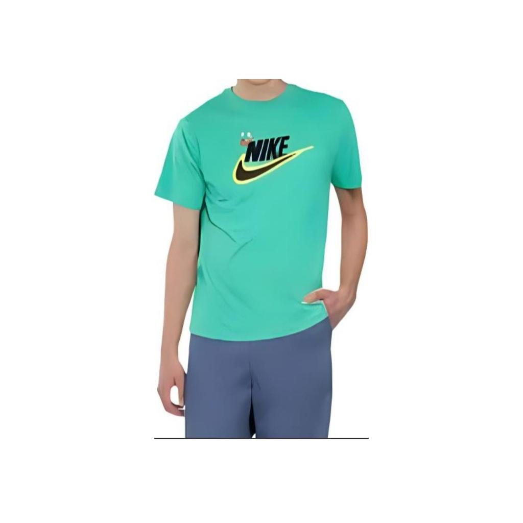 Nike Printed Logo Crew Neck Casual Short Sleeve T-Shirt With Drop Shoulders Kids Tops Green HF6295-324