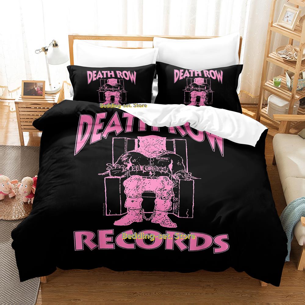 Hip Hop Death Row Records Bedding Set Cartoon Anime Three-Piece Set Adult Kid Bedroom Duvetcover Sets