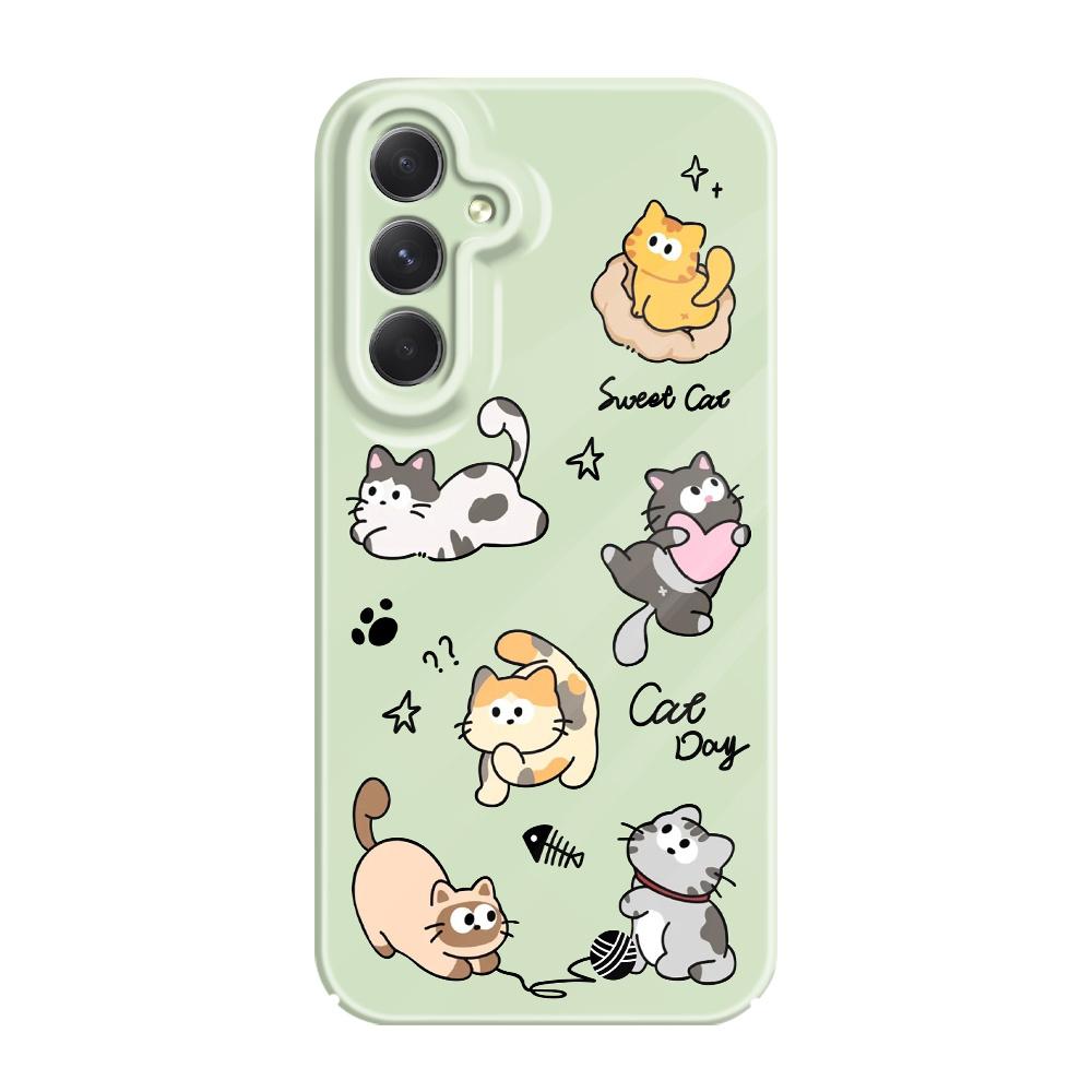 

Happy Cat Phone Case For Samsung Galaxy A54 A34 A24 A14 A04 A73 A53 A33 A23 A13 A72 A52 A32 4G 5G Film Hard Cover Samsung A24
