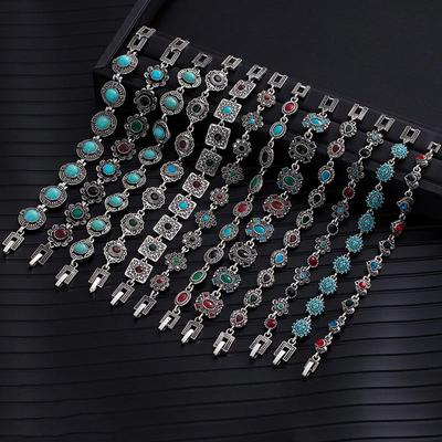 Ethnisch Stil Türkis Blume Elegant Armband Vintage Damen Geometrisch geformte Halskette Raffiniertes Gefühl