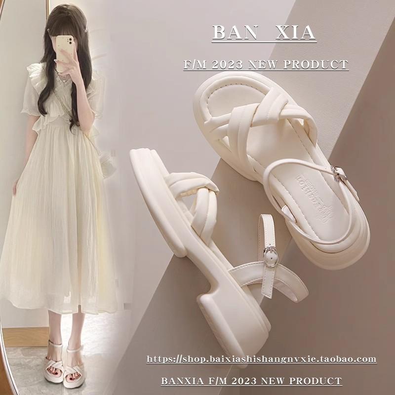 Fashion French Fairy Wind Slope Heel Sandals Female 2025 Summer New Platform Fashion Casual Womens Shoes Sandalias Para Mujeres