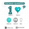 Blue Digital Column Balloon Set with Heart-shaped Aluminum Foil Balloons for Birthday, Graduation, and Anniversary Decoration