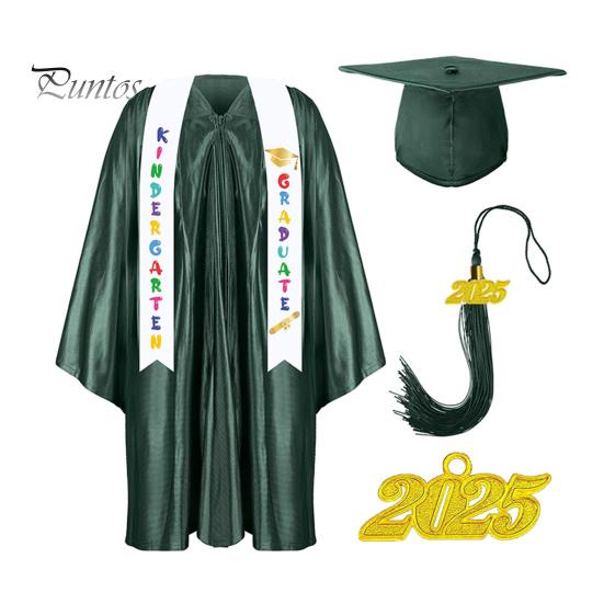 

Детская выпускная форма для детского сада с кисточкой, шапочкой и шалью, V-образным вырезом, длиной до колена, длинными рукавами, застежкой-молнией, детский халат для выпускного класса начальной школы 24 темно-зеленого