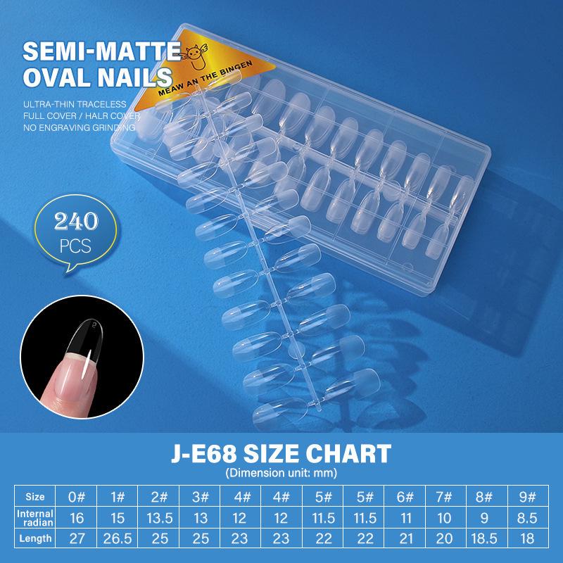 Dual-Use Seamless Transparent Frosted Nail Tips - Extendable Flat/Arc Design