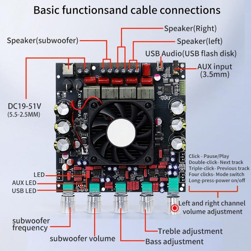 300Wx2 600W 2.1 Channel Amplifier Advanced Cooling Systems for Customized Listening Experience Home Entertainment Party