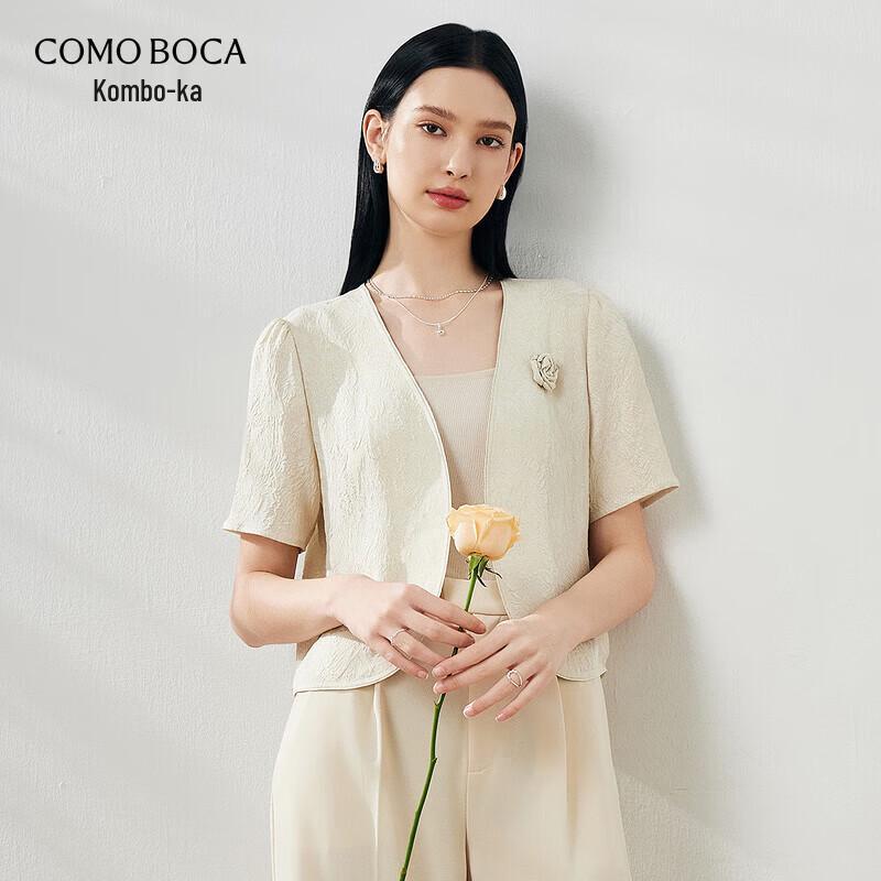 Elegant Jacquard Mulberry Silk Short-Sleeved Jacket XL