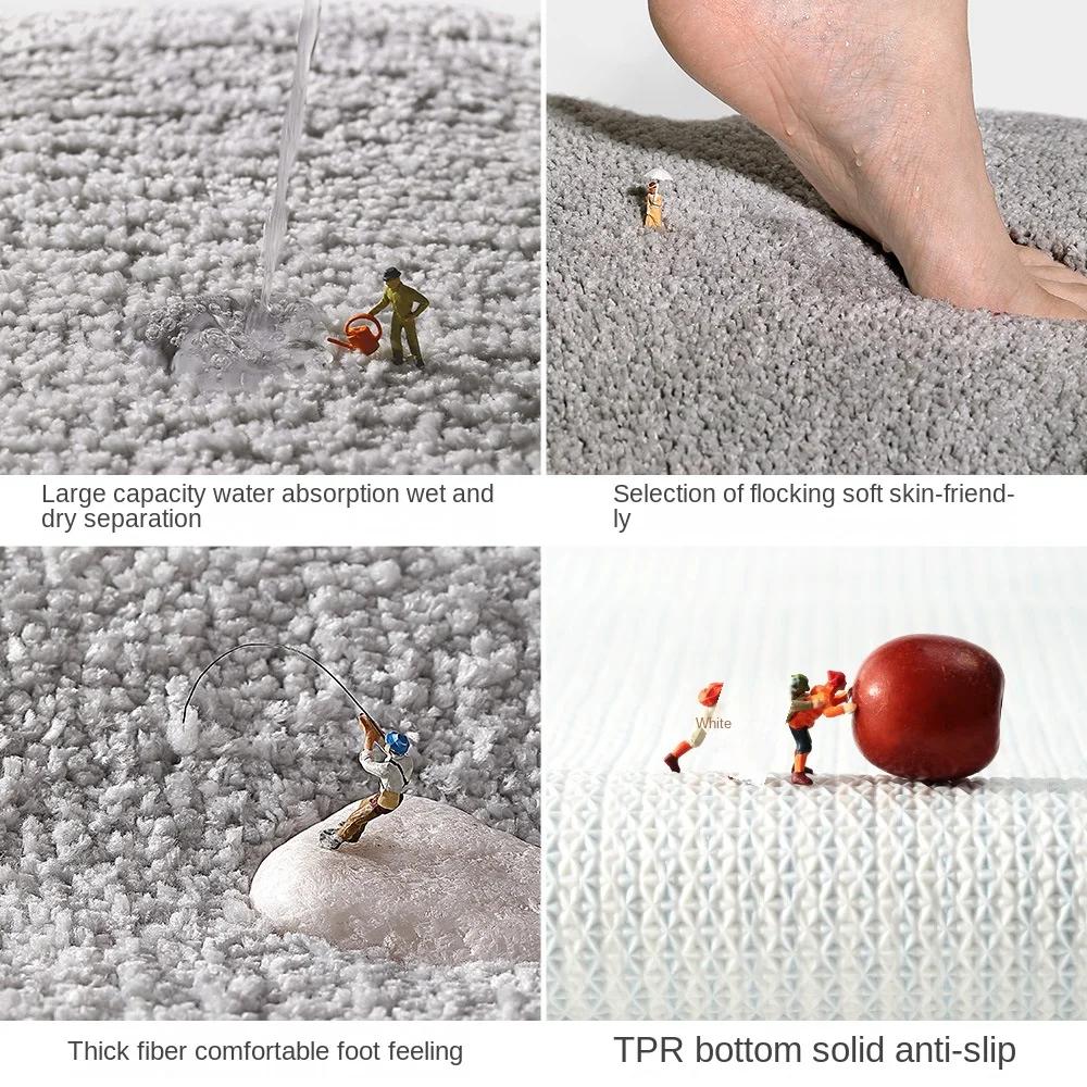 Tappetino da Bagno Monocolore, Tappetino da Bagno in Microfibra Floccata con Texture 3D, Asciugatura Rapida & Antiscivolo, Tappeti Assorbenti Ispessiti