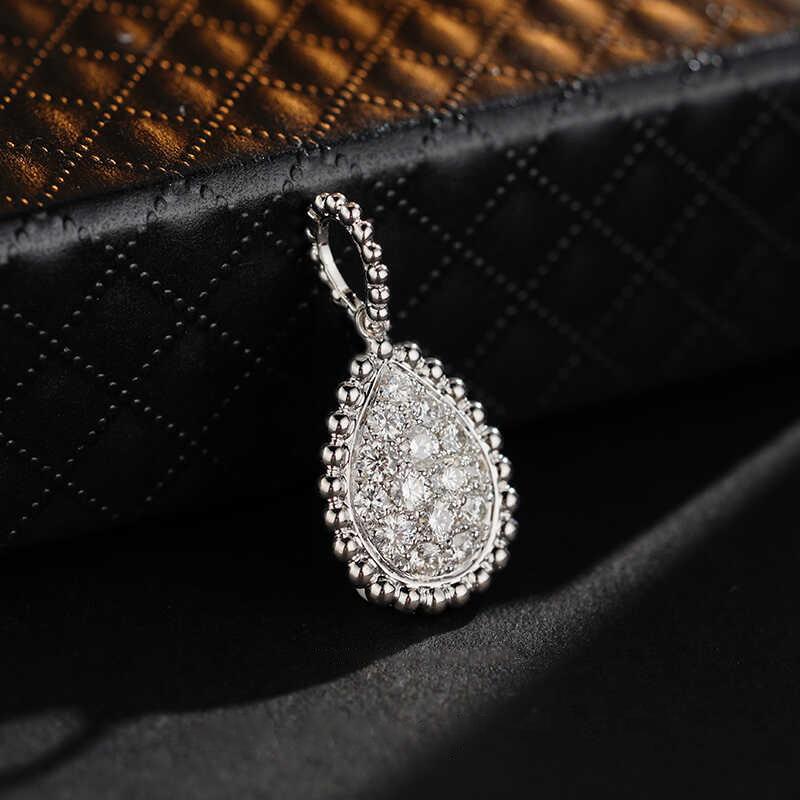 Light Luxury Niche Design High-End Ball Edge Diamond Water Drop Pendant Dew Water Drop Teardrop Necklace Female