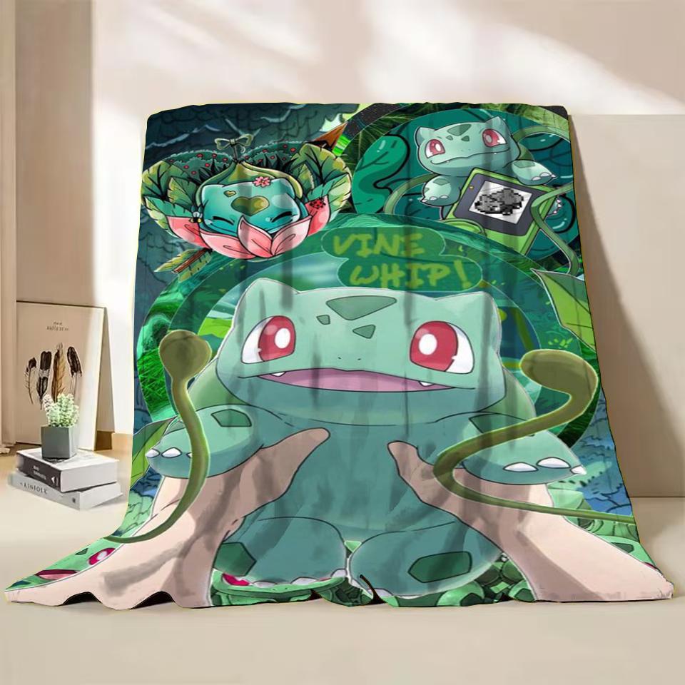 Pokemon Bulbasaur Flannel Throw Blanket for Bed Sofa Home Bedroom Office Travel Children's Cover Blankets Kids Winter Warm Gifts