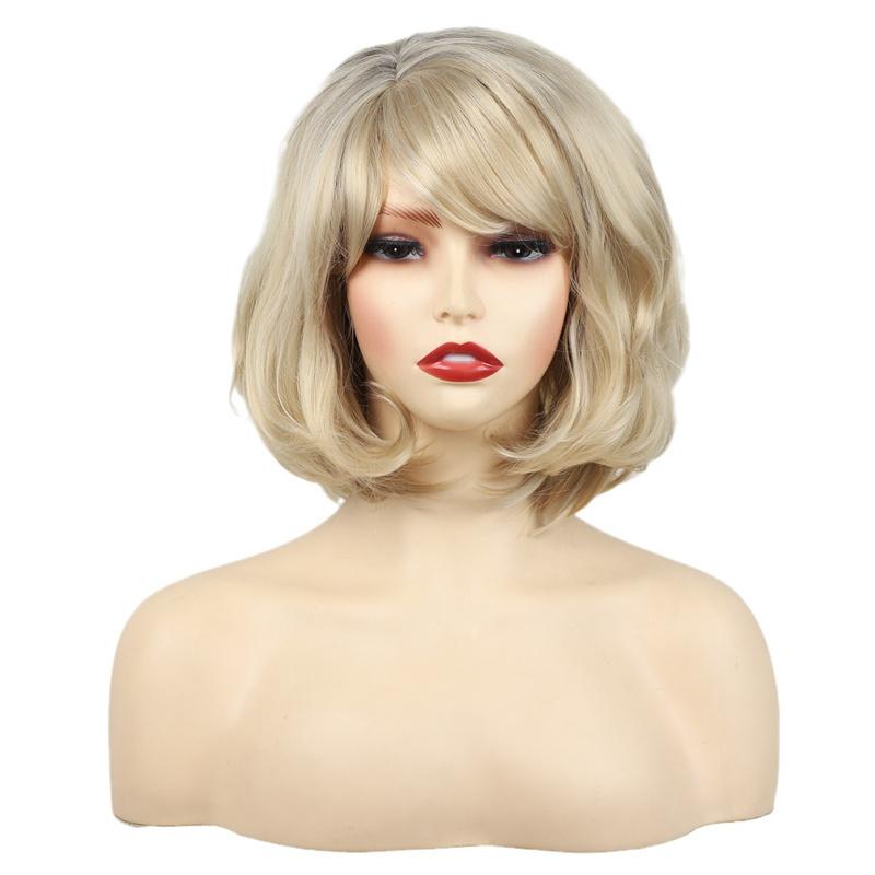 Ombré blond paruka syntetická žáruvzdorná krátká rovná bob paruky s ofinou pro ženy denní paruka pro maminky k náhradě vlasů