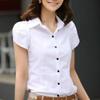 Women's Business Casual Short Sleeve Shirt Standing Collar Shirt