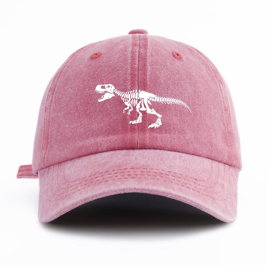 1 Stück T-Rex-Aufdruck Gewaschene Baseballkappe für Erwachsene Minimalistischer Retro-Stil Lässig Weich Verstellbar Papa-Hut Perfekt als Geschenk
