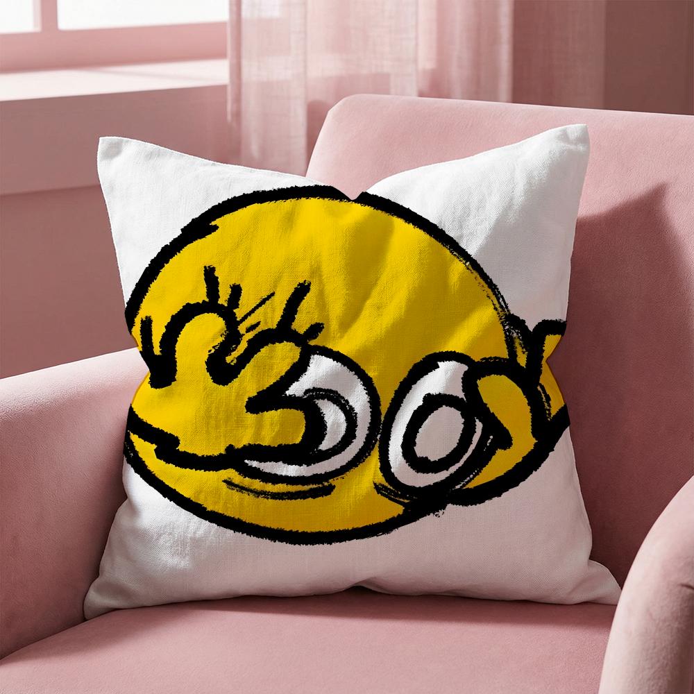 S-Soybean Expression2 EMOTICON Cushion Cover Multi-Scene Pillow Cover for Home & Car - Reversible, Soft & Durable for Daily Use
