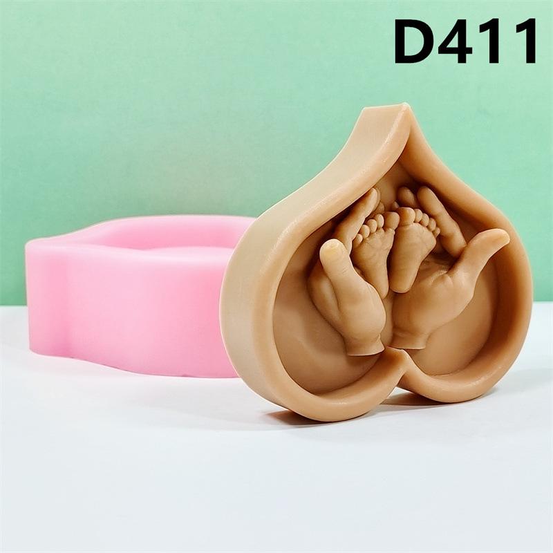 DIY Mother With Baby Statue Silicone Mold Power Hands Heart Silicone Mold Hand hold Feet Soy Wax Candle Mould For Father's Day