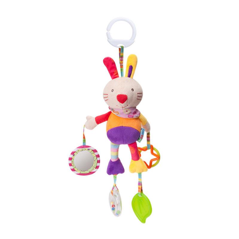 Soft Stuffed Animal Baby Rattles Hand Grip Shaker Toy with Crinkle Squeaky Sensory Features Travel Accessory for Toddlers
