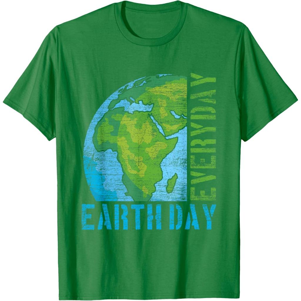 Everyday Earth Day Graphic Tee Distressed Print Casual Short Sleeve T-Shirt for Unisex