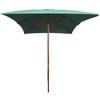 200x300 Cm Wooden Mast Sun Umbrella Green