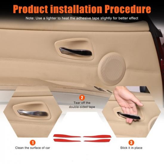 Glossy Black Interior Door Handle Trim Sticker For BMW 3-Serie E90 E91 E92 05-12