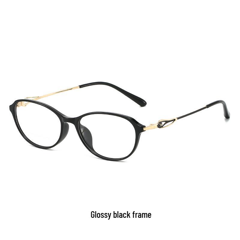 Exquisite Oval Women's Fashionable Mirror Flat Lens Glasses Frame TR90, Fits Prescription, Model G6003
