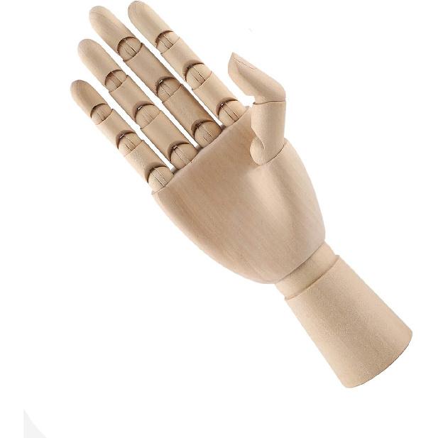 Flms Love Home 12 Inch Wooden Hand Model Flexible Moveable Fingers Manikin Hand Figure Right Hand Model for Drawing, Sketching, Painting