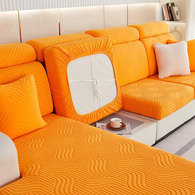 Jacquard Sofa Furniture Seat Cushion Protective Covers Stretchy Soild Colour Anti -Dirty L -Shaped Couch Covers Removable Sofa Slipcover Home Office