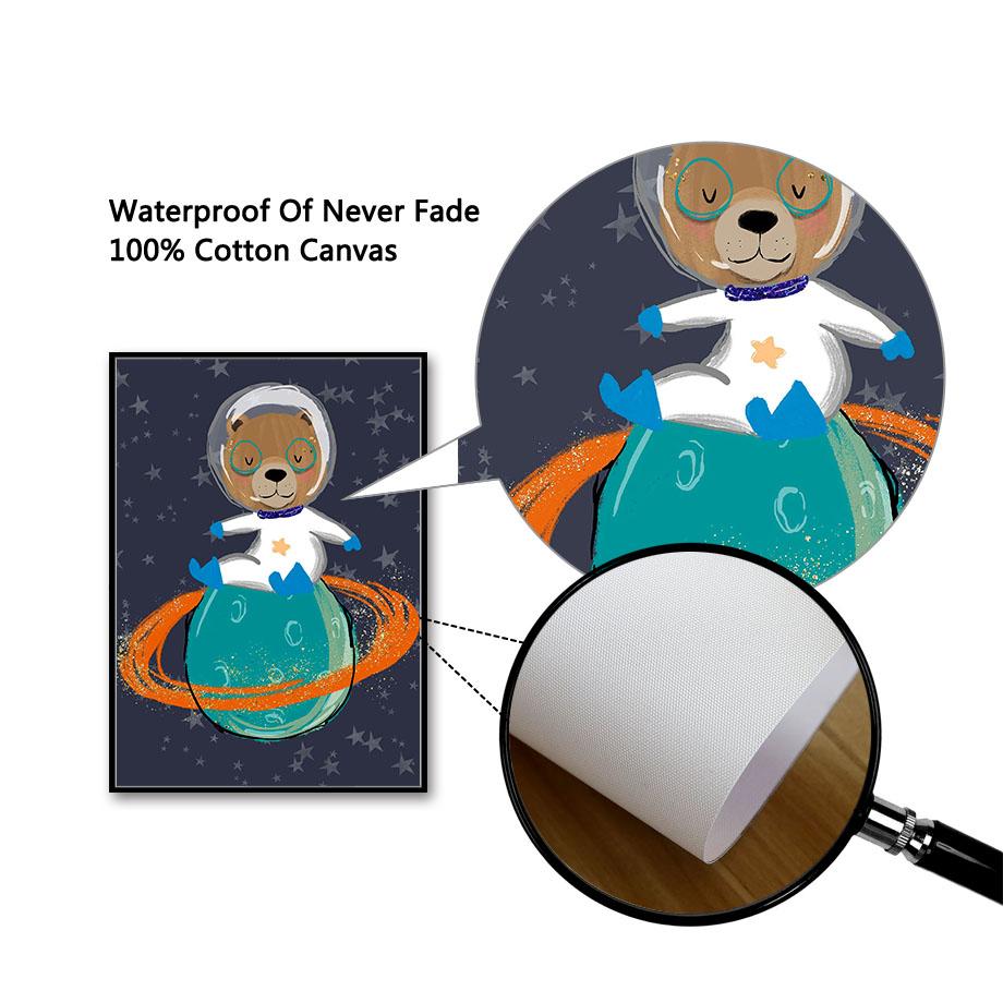 Weltraum Astronaut Fuchs Löwe Bär Waschbär Reh Wandkunst Leinwandbild Nordische Poster Und Drucke Wandbilder Baby Kinderzimmer Dekoration