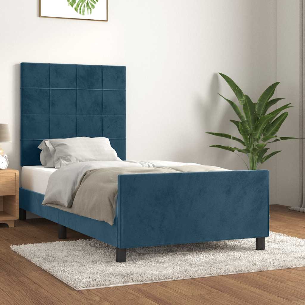 Bed Frame without Mattress Dark Blue 90x200 cm Velvet