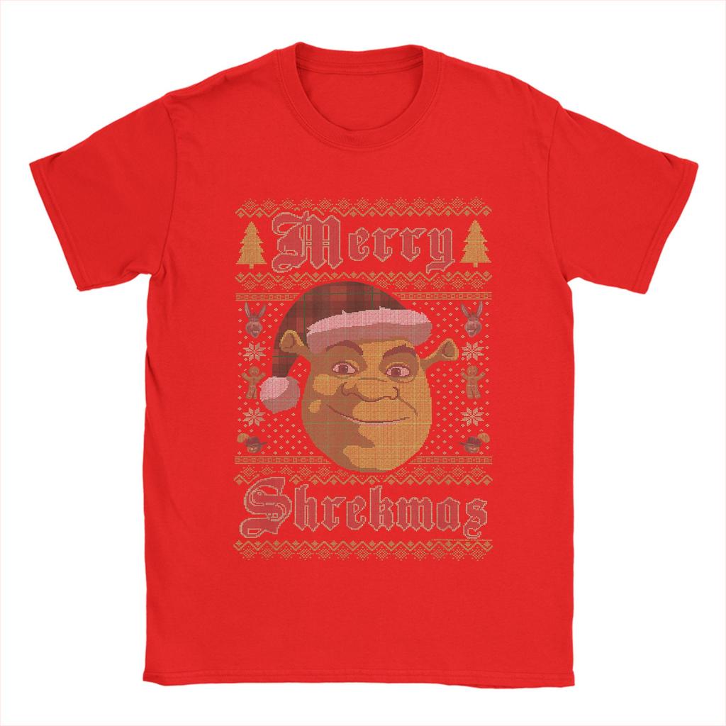 Shrek Merry Shrekmas Unisexs T Shirt Funny Tee Shirt Short Sleeve Crewneck Tshirts 100 Cotton Big Size Clothes