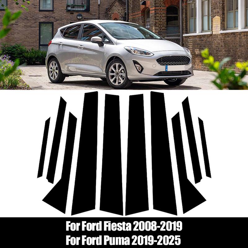 10pcs/set Car Window Door B C Column Pillar Posts Cover Trim Black For Ford Fiesta 2008-2015 2016 2017 2018 2019 Decoration Stickers