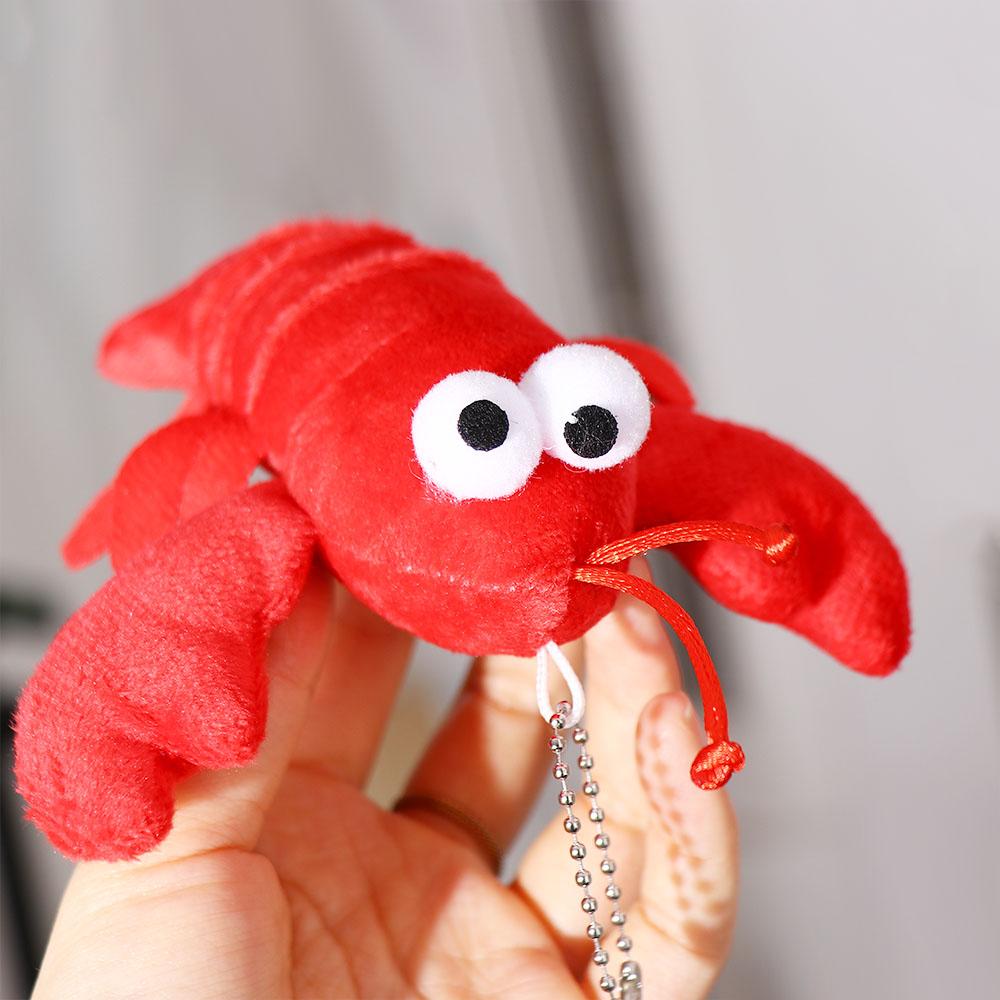 Kawaii Niedliche Flusskrebsform Plüschtier Schlüsselanhänger Niedliches Stofftier Tasche Anhänger Spielzeug Geschenk Lustiger Roter Hummer Schultasche Dekoration