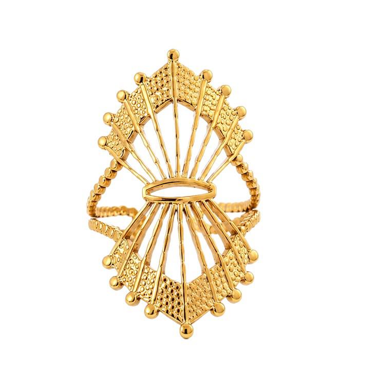 Stylish Stainless Steel Fan-Shaped Adjustable Open Ring for Couples
