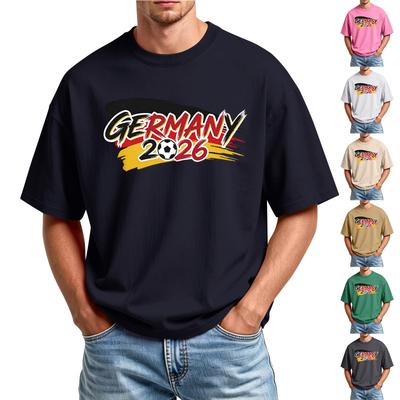 Men's Printed Round Neck T-Shirt Casual Sports Short-Sleeve Top