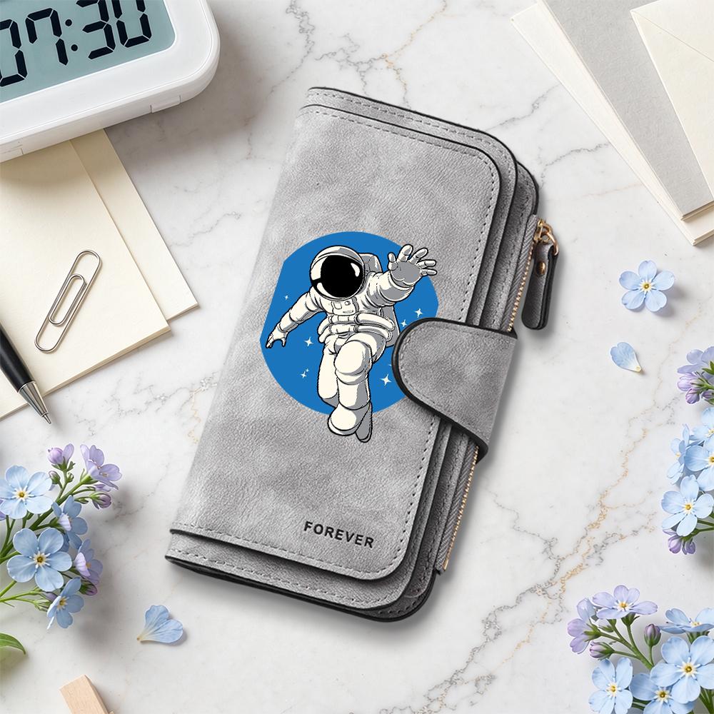 Astronaut Print Wallet Casual Portable Card Holder Fashion Multi Pocket Purse