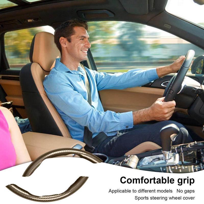 2 STK. Carbonfaser-Look Universal-Auto-Lenkrad-Booster-Abdeckung Rutschfestes Auto-Innendekorationszubehör für die Autodekoration