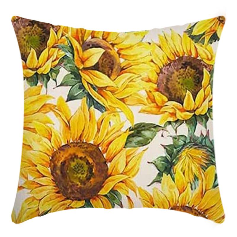 Printed Sunflower Nordic Fresh Home Cotton and Linen Pastoral Style Pillow Living Room Sofa B&B Bay Window Large Cushion Cover