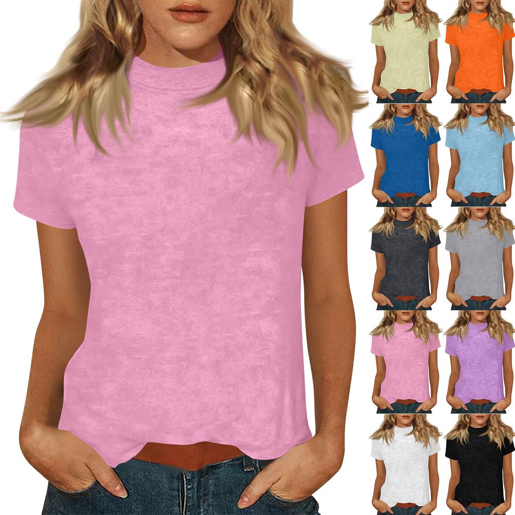 Women Short Sleeve Crewneck T Shirt Casual Loose Fit Basic Top Lightweight Soft Fabric for Daily Wear