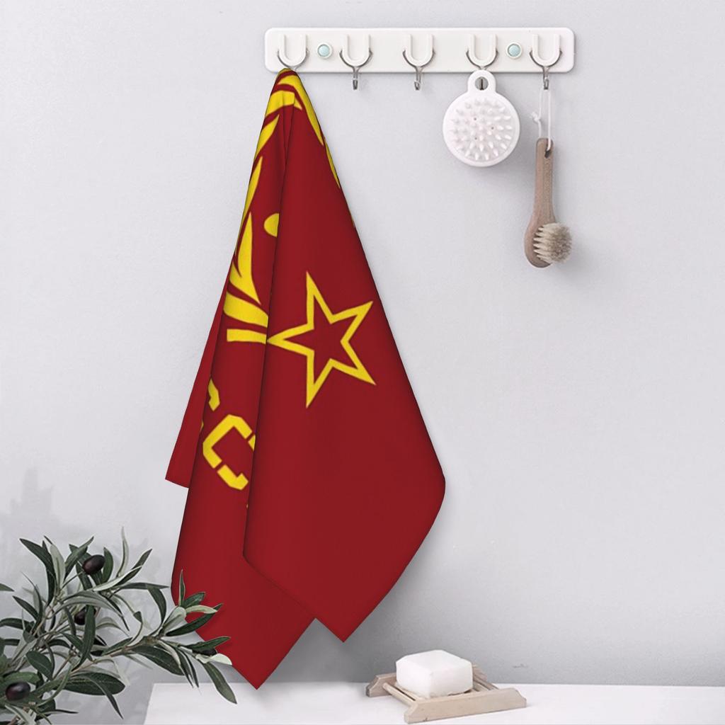 Russian USSR Soviet Union Hammer And Sickle CCCP Communist Soft Face Towel Quick Dry Pool Bath Cotton Towels Absorbent Quick