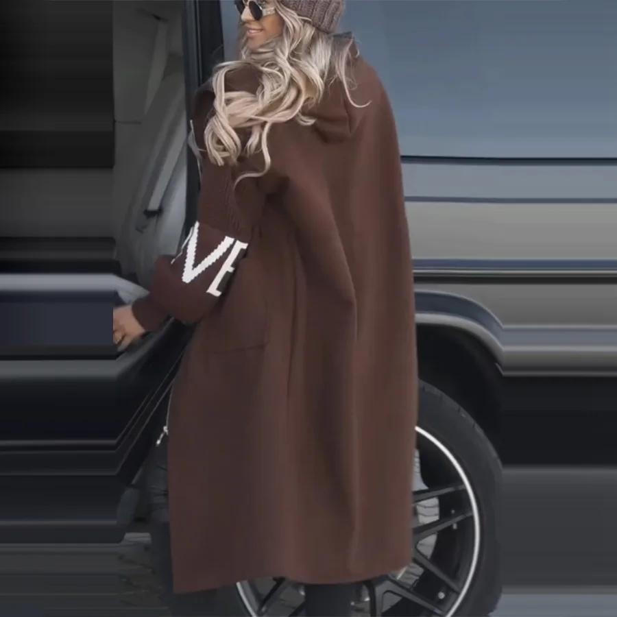 Dámské Elegantní Ležérní Trendy Dámské Oblečení Podzim Zima Dámská Parka Bunda Kabát Dlouhá Bílá Mikina Tlusté Teplé Kabáty