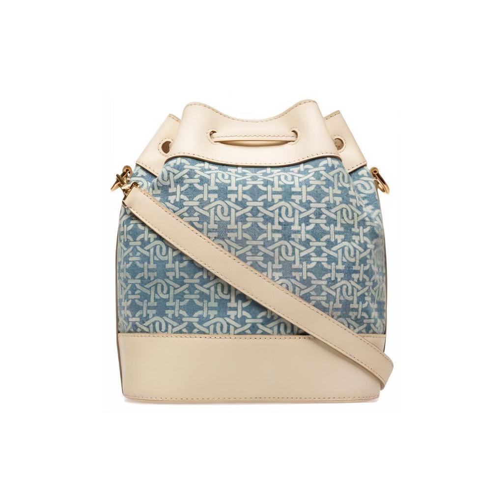 Bally Cleoh Dmn Classic Monogram Print Drawstring Bucket Bag Women Bags Denim-Blue 6300125