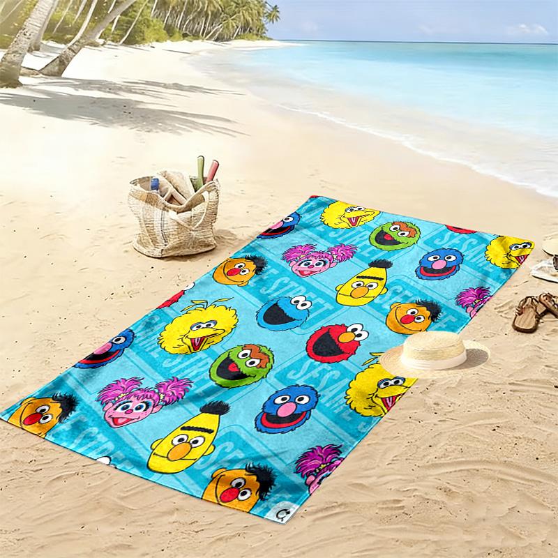 Sesame-Street Print Beach Towel, Large Soft Quick Dry Towel for Beach Camping Swimming