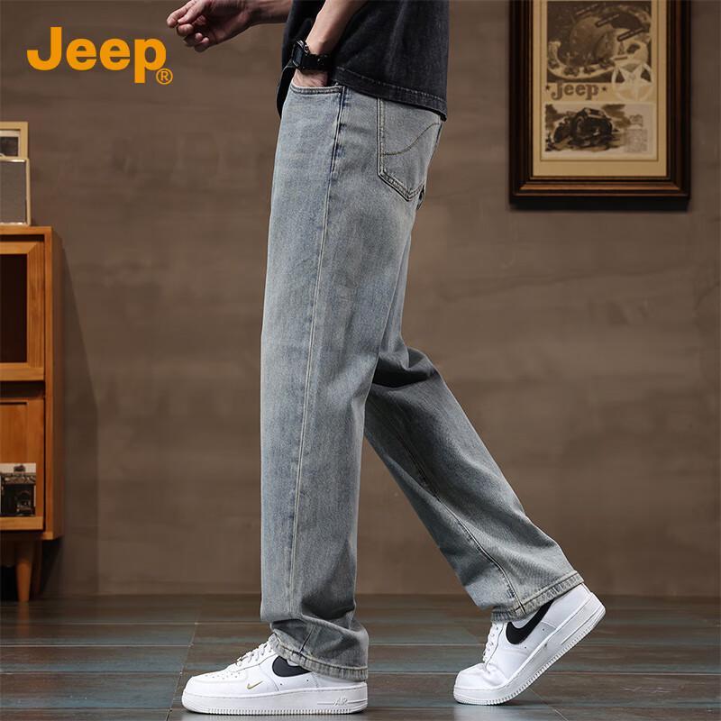 Jeep Men's American Style Relaxed Straight Fit Elastic Jeans