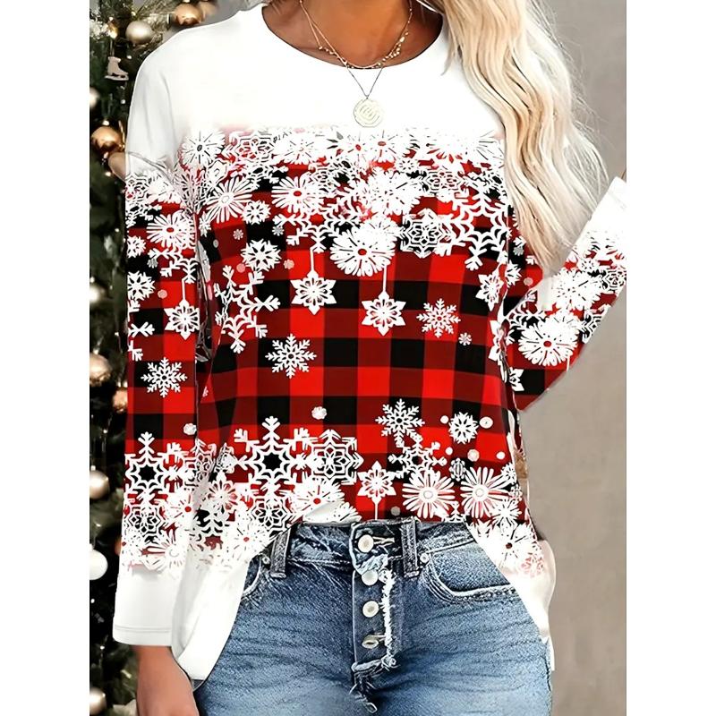 Women's Sweatshirt 3D Prints Christmas Theme Kawaii Graphics long sleeve T-shirt Casual Loose Fit O-Neck Tee Long Sleeve Tops