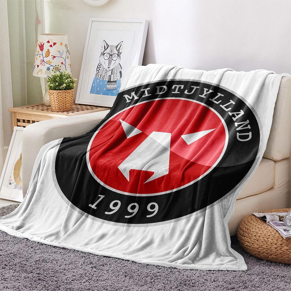 FC Midtjylland Logo FlAannel Blanket, High Quality Comfortable for All Seasons, Home Decor, Warmth and Comfort